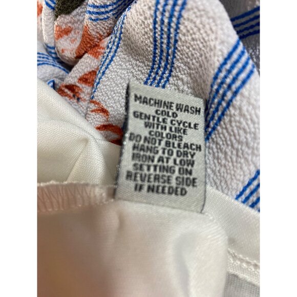 Floral & Striped Dress XL Short Sleeve Tie Sleeve Detail Zipper Feminine Cute - Picture 9 of 9